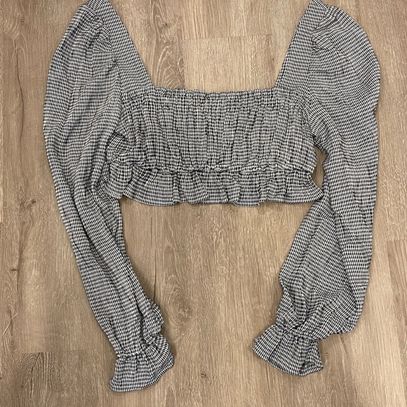 Stone Cold Fox Tops - Stone Cold Fox Gingham Cropped Long Sleeve Top 1
